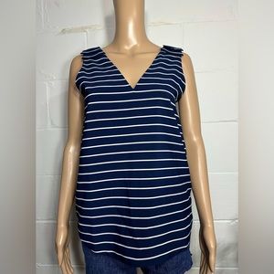 Banana Republic blue white striped v neck lightweight nautical tank top size XS